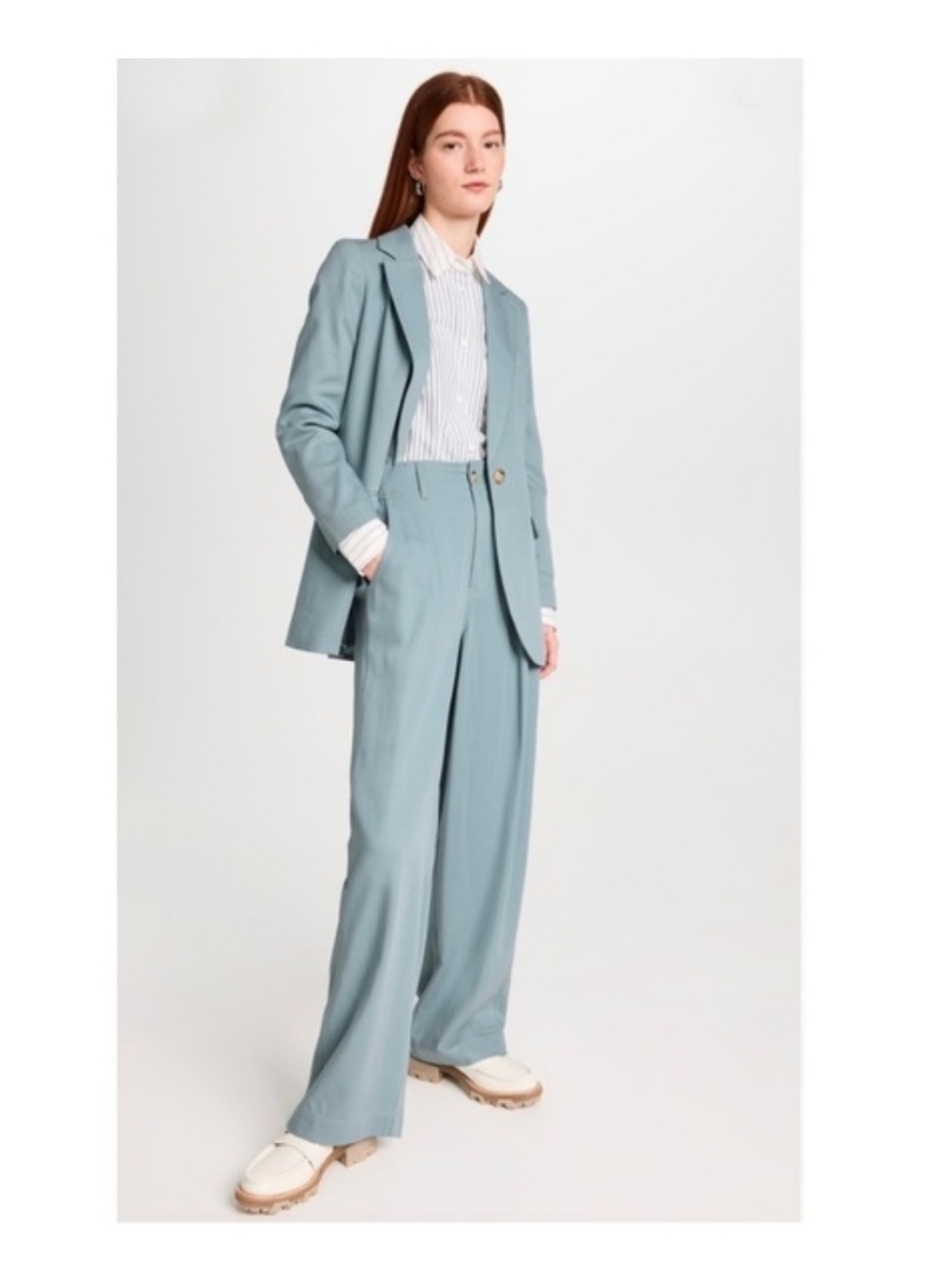 Madewell Light Blue Larsen Blazer & Wide Leg Pants Set